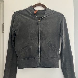 Le Donne dark gray cropped stretch zip hoodie tag size S fits like XS